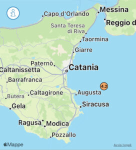 Terremoto 4.2 al largo di Siracusa