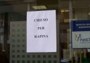 In ulteriore diminuzione le rapine presso gli sportelli bancari italiani