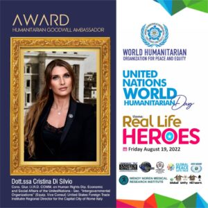 Giornata Mondiale Umanitaria delle NU: per l’Italia premiata Cristina Di Silvio
