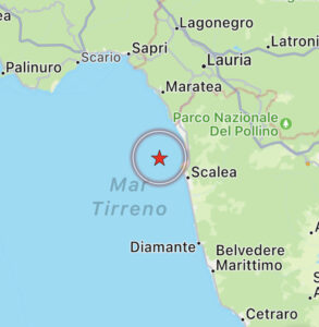 Terremoto magnitudo 5,4 davanti la costa della Calabria