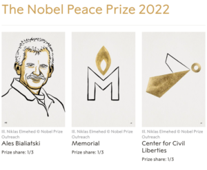 Nobel per la Pace a Ales Bialiatski e a due ong, una russa e una ucraina