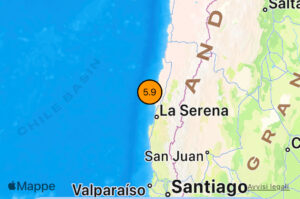 Forte scossa di terremoto in Cile