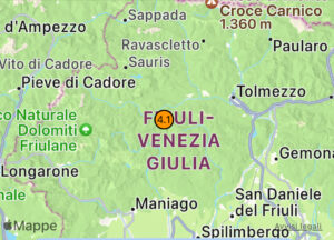 Terremoto di magnitudo 4.1 in Friuli